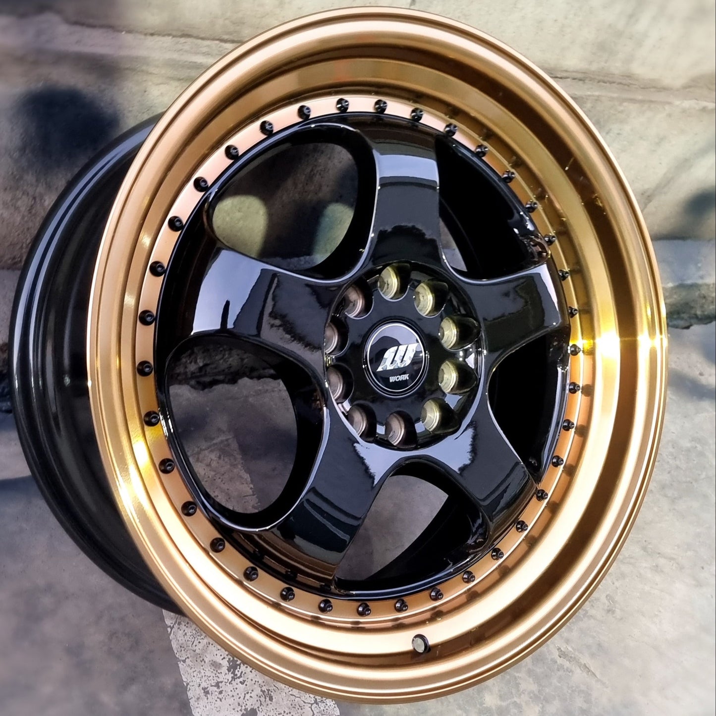SET DE LLANTAS WORK MEISTER COLOR Negro Aro Bronce. Aro 18 - 5x114, 5x120 (D-002)