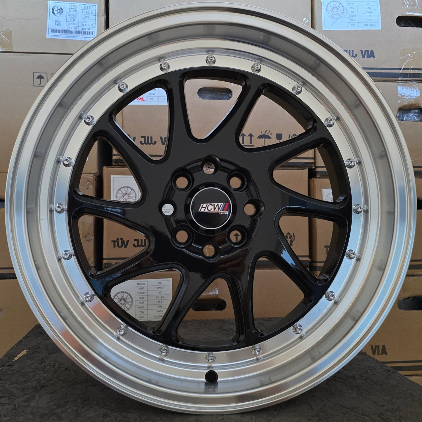 SET DE LLANTAS MODELO: ROTIFORM COLOR Negro Aro Cromado. Aro 17- 4x100, 4x108 (17CLG48D)