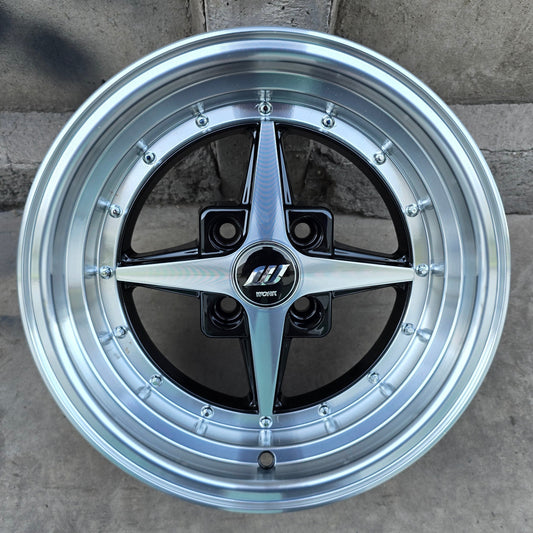 SET DE LLANTAS WORK EQUIP. Aro 14 - 4x100. Color Cromado Fondo Negro (14CJA050A).