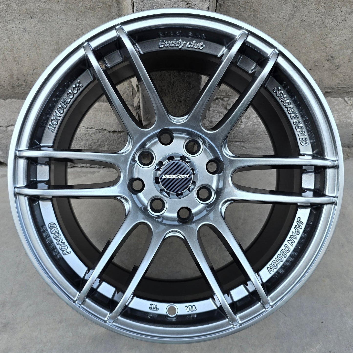 SET DE LLANTAS WEDSPORT SA60. Aro 15 - 4x100, 4x114. Doble Apernadura. Color Grafito Metalizado. (8823)