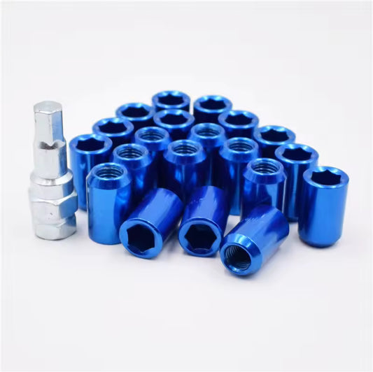 SET DE 16 TUERCAS COLORES. Negro, azul, plateado, rojo y tornasol