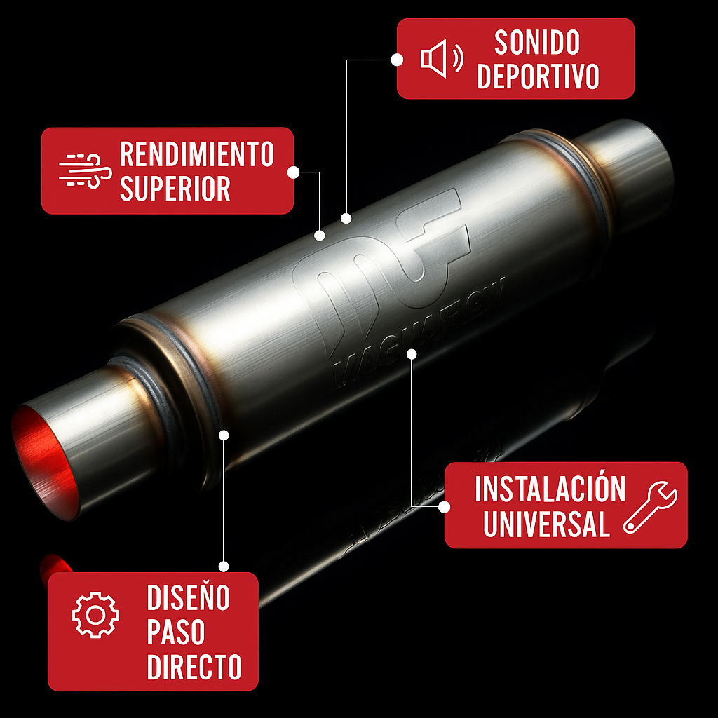 Silenciador de Alto Flujo MagnaFlow 2.5”x2.5” – Potencia y Sonido Deportivo. (2025)