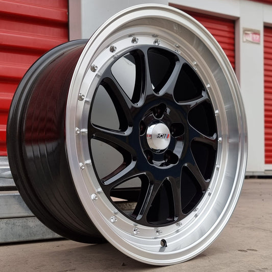 SET DE LLANTAS ROTIFORM COLOR Negro Aro Cromado. Aro 17- 5x100 (17CLG48B)