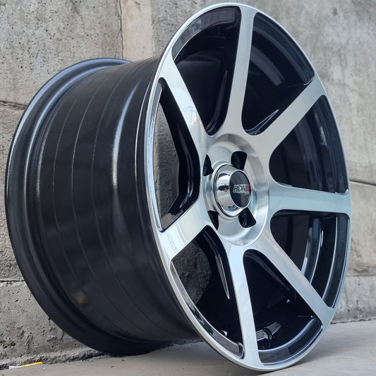 SET DE 4 LLANTAS Color Cromado Fondo Negro. Aro 15-4x100. (15CJA202A).