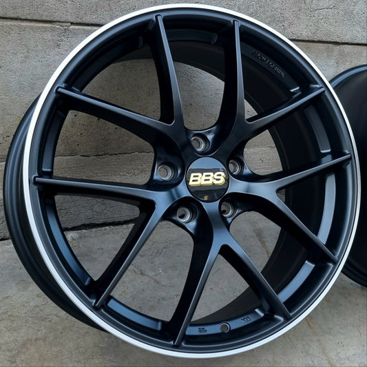SET DE LLANTAS BBS FIR COLOR Negro Mate Linea Cromado. Aro 19 - 5x120 (889)