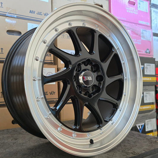 SET DE LLANTAS MODELO: ROTIFORM COLOR Negro Aro Cromado. Aro 17- 4x100, 4x108 (17CLG48D)