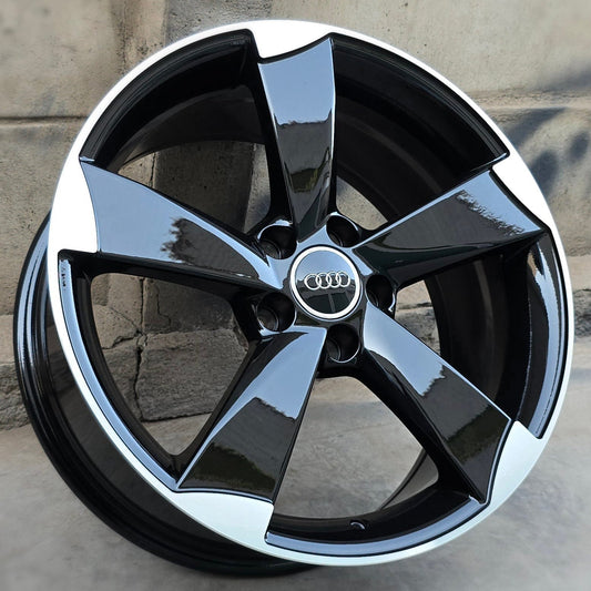SET DE LLANTAS AUDI ROTOR  . Aro-18-5x112 .Color Negro con Cromada .(628).