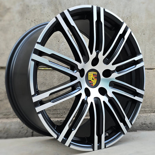 SET DE LLANTAS PORSCHE COLOR Cromado Fondo Negro. Aro 20 - 5x130 (862-13)