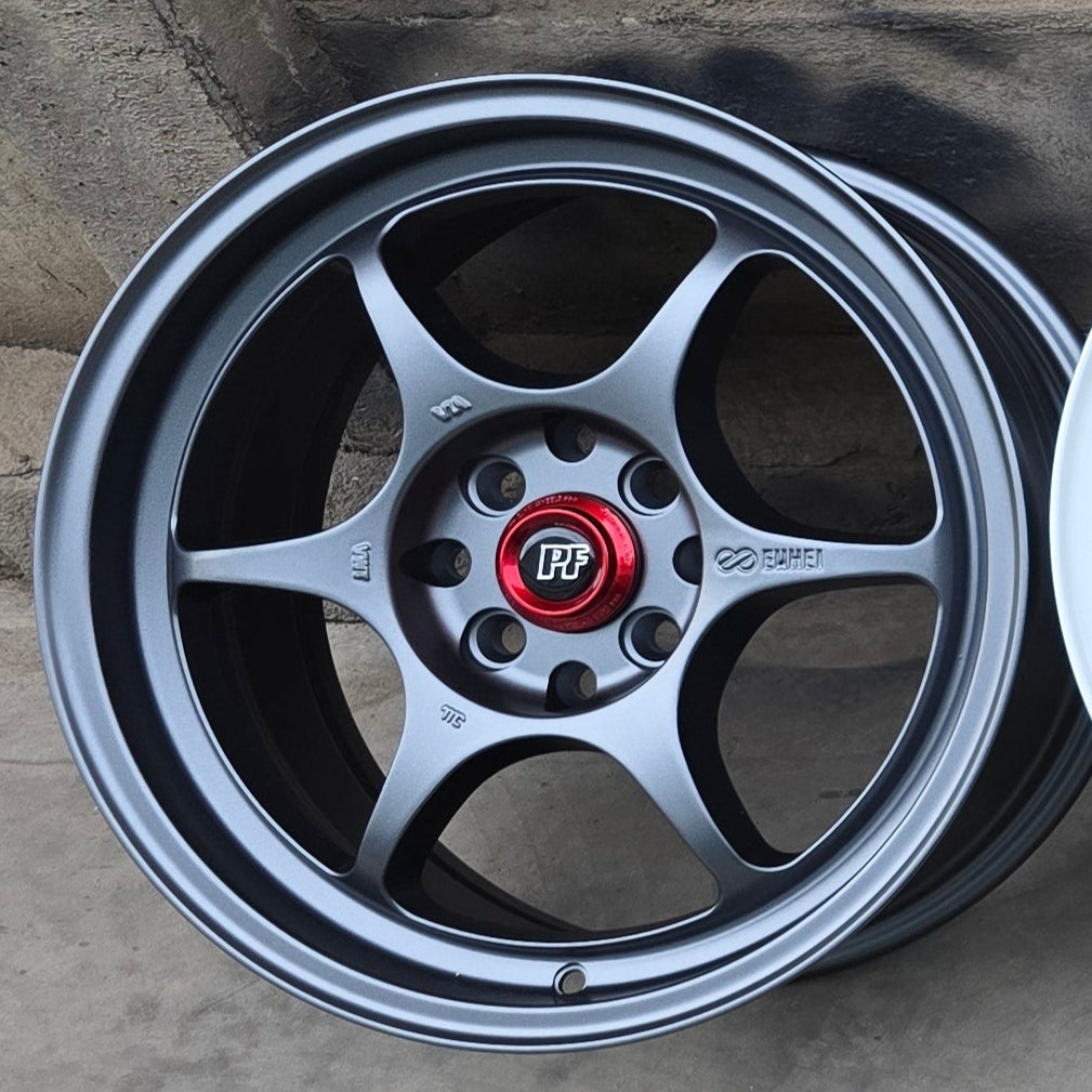 SET DE LLANTAS ENKEI PF06. Aro 16 - 4x100, 4x114. Color Grafito . (PF06)
