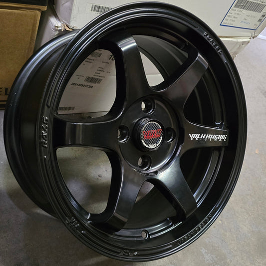 SET DE LLANTAS VOLK TE 37. Aro 15-4x100 .Color Negro Brillante .(MW617).