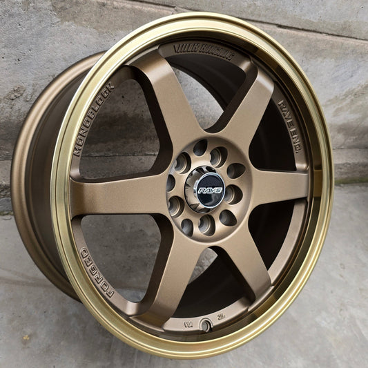 SET DE LLANTAS VOLK TE37. Aro 16 - 5x100, 5x114. Doble Apernadura. Color Bronce. (JT058)