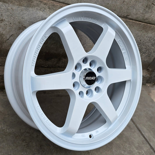SET DE LLANTAS VOLK TE37. Aro 16 - 5x100, 5x114. Doble Apernadura. Color Blanco. (JT058)