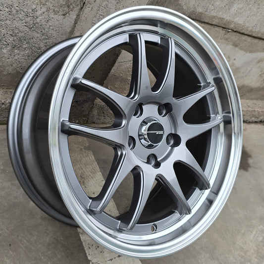 SET DE LLANTAS WORK EMOTION. Aro 17 - 5x114. Color Grafito Aro Cromado. (JT219)