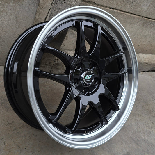 SET DE LLANTAS WORK EMOTION. Aro 17 - 5x100. Color Negro Aro Cromado. (JT219)