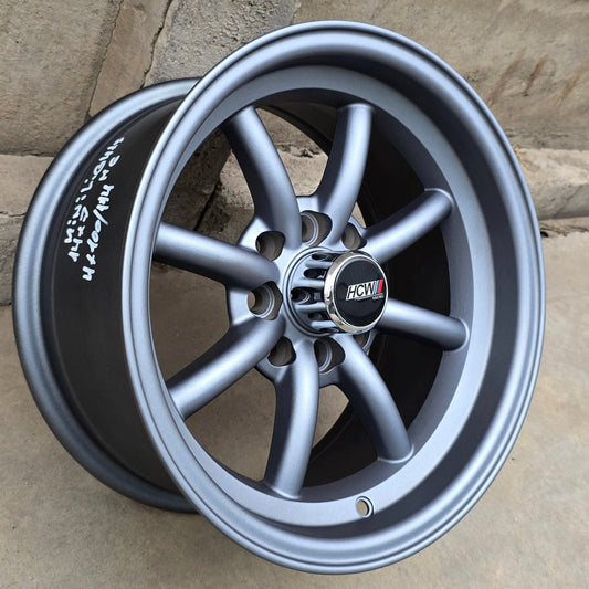 SET DE LLANTAS WATANABE. Aro 14 - 4x100, 4x114. Doble Apernadura. Color Grafito  (MINI-LIGHTS)