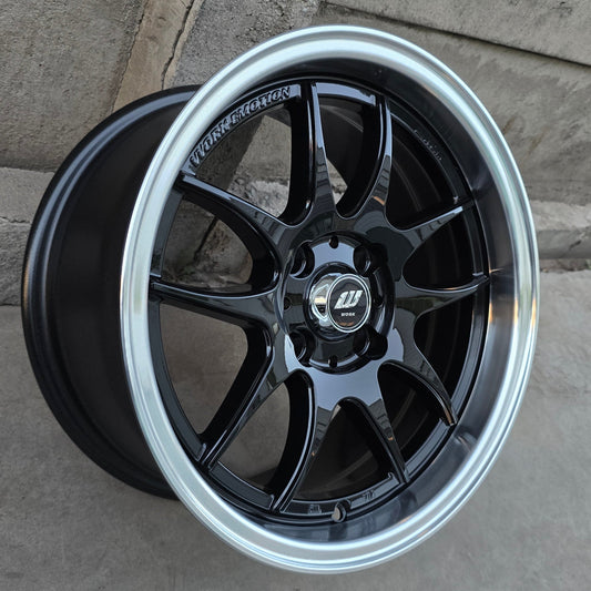 SET DE LLANTAS WORK EMOTION. Aro 15 - 4x100. Color Negro Aro Cromado (15CLP03GA).