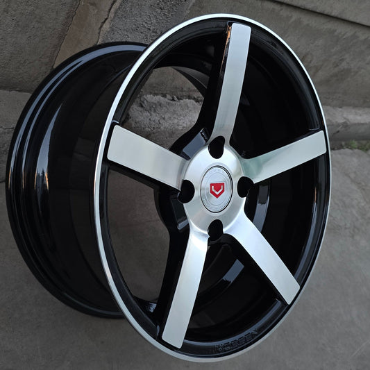 SET DE LLANTAS VOSSEN CV3. Aro 15 - 4x108. Color Cromado Fondo Negro (15dh554c).
