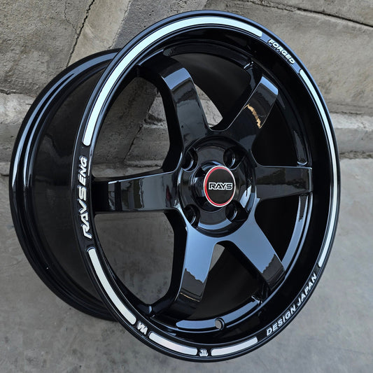 SET DE LLANTAS VOLK TE37. Aro 15 - 5x100. Color Negro Brilante (CAP002B-C).