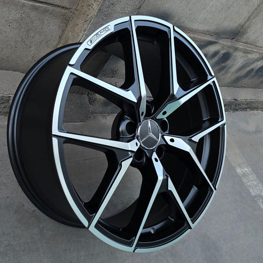 SET DE LLANTAS MERCEDES  . Aro 19 - 5x112. Color Cromado Fondo Negro. (838-13)