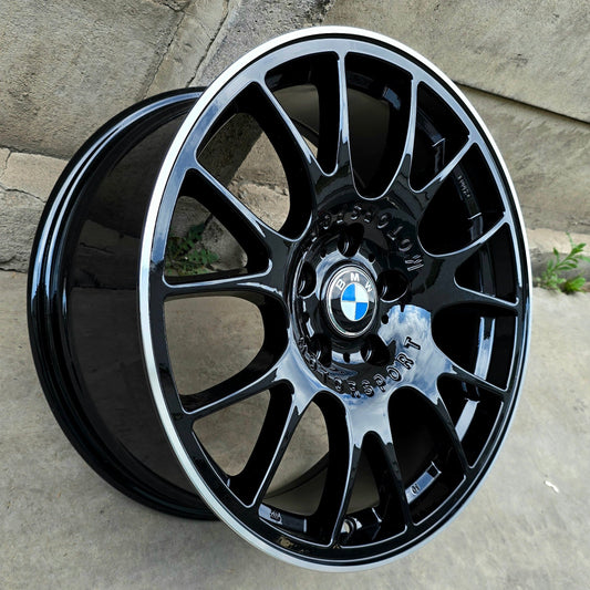 SET DE LLANTAS BMW MOTORSPORT*. Aro 18 - 5x120. Color Negro Aro Cromado. (E307)