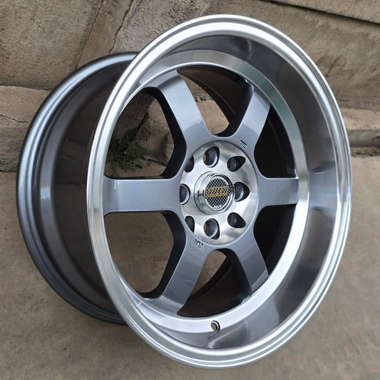 SET DE LLANTAS VOLK RACING TE37V. Aro 16 - 4x100, 4x114. Doble Apernadura. Color Grafito Aro Cromado. (664)