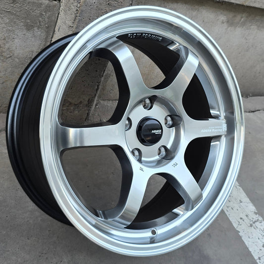 SET DE LLANTAS ADVAN RACING R6. Aro 17 - 5x114 . Color Grafito Metalizado Aro Cromado. (RGWG12FF)