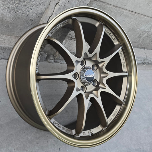 SET DE LLANTAS RAYS CE28N. Aro 17 - 5x100 . Color Bronce. (FBX117)