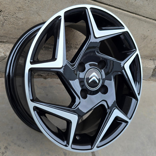 SET DE LLANTAS CITROEN. Aro 15 - 4x108. Color Cromado Fondo Negro. (CITROEN5379)