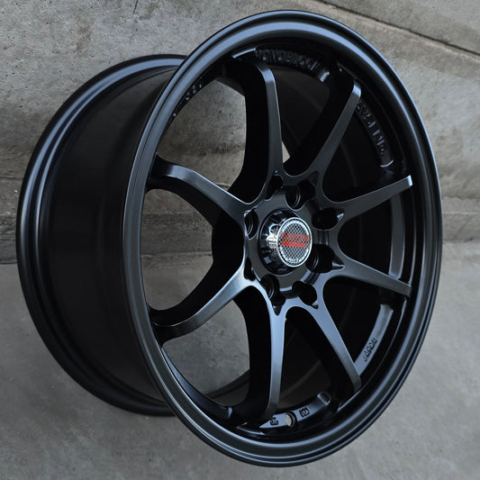 SET DE 4 LLANTAS VOLK CE28. Aro 15 - 4x100, 4x114. Doble Apernadura. Color Negro Mate. (FR6876)
