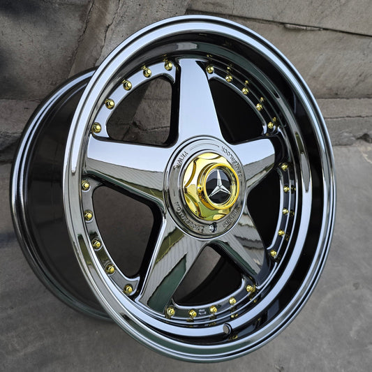 SET DE 4 LLANTAS MERCEDES *. Aro 17 - 5x112, 5x120. Doble Apernadura. Color Plateado . (YKW7666R)