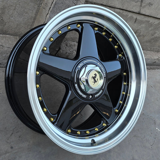 SET DE 4 LLANTAS FERRARI *. Aro 17 - 5x112, 5x120. Doble Apernadura. Color Negro Aro Cromado. (YKW7666R)