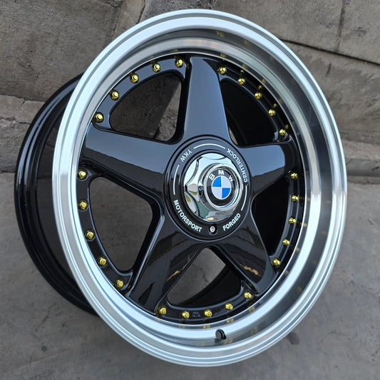 SET DE 4 LLANTAS BMW *. Aro 17 - 5x112, 5x120. Doble Apernadura. Color Negro Aro Cromado. (YKW7666R)