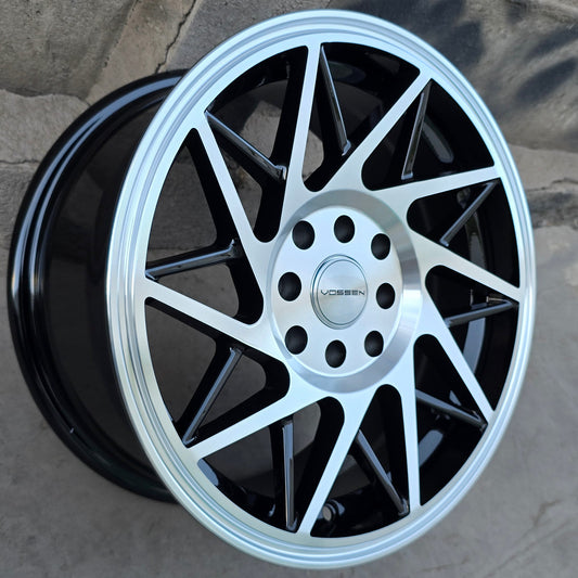 SET DE 4 LLANTAS VOSSEN. Aro 15 - 4x100, 4x114. Doble Apernadura. Color Cromado Fondo Negro. (10333)