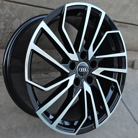 SET DE 4 LLANTAS AUDI *. Aro 19 - 5x112. Color Cromado Fondo Negro. (6135)