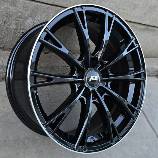 SET DE 4 LLANTAS AUDI ABT *. Aro 19 - 5x112. Color Negro Linea Cromada. (6121)