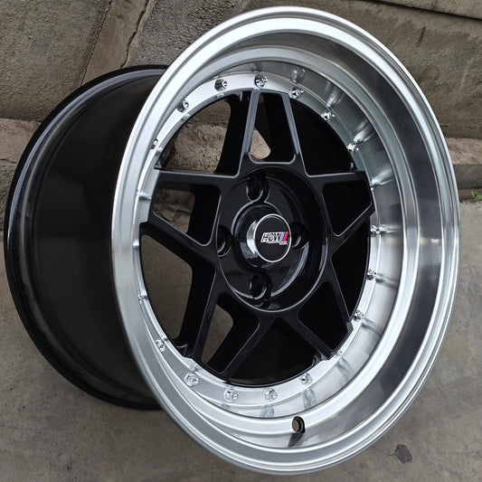 SET DE 4 LLANTAS. Aro 15-4x100. Color Negro Aro Cromado .(15CLG47A).