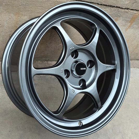 SET DE 4 LLANTAS ENKEI PF06. Aro 15 - 4x100. Color Grafito. (DX137)