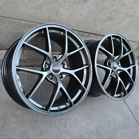 SET DE 4 LLANTAS MERCEDES * ASIMETRICA. Aro 19 - 5x112. Color Grafito Metalizado (A282 A283)