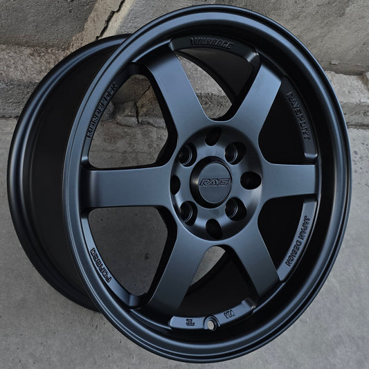 SET DE 4 LLANTAS TAPA RAYS. Aro 15 - 4x100, 4x114. Doble Apernadura. Color Negro. (RGW6082)