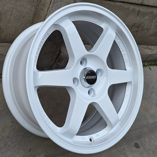 SET DE 4 LLANTAS VOLK TE37. Aro 16 - 4x100. Color Blanco. (JT058)