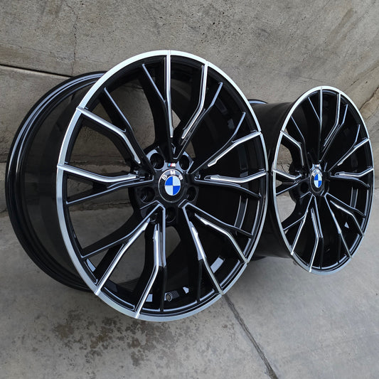 SET DE 4 LLANTAS BMW. Asimétrica. Aro-19-5x120. Color Cromado Fondo Negro. (BMW0050)