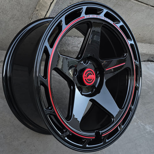 SET DE 4 LLANTAS Color Negro linea Roja. Aro 17 - 5x114. Doble Apernadura. (305)