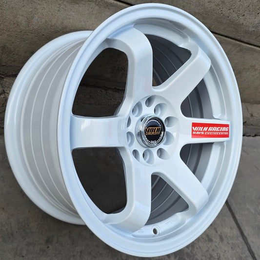 SET DE 4  LLANTAS VOLK TE37 RACING *. Aro 16 - 5x100, 5x114. Doble Apernadura. Color Blanco. (6003)
