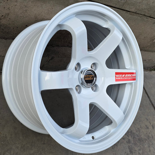 SET DE 4 LLANTAS VOLK TE37 RACING*. Aro 16 - 4x100. Color Blanco. (6003)