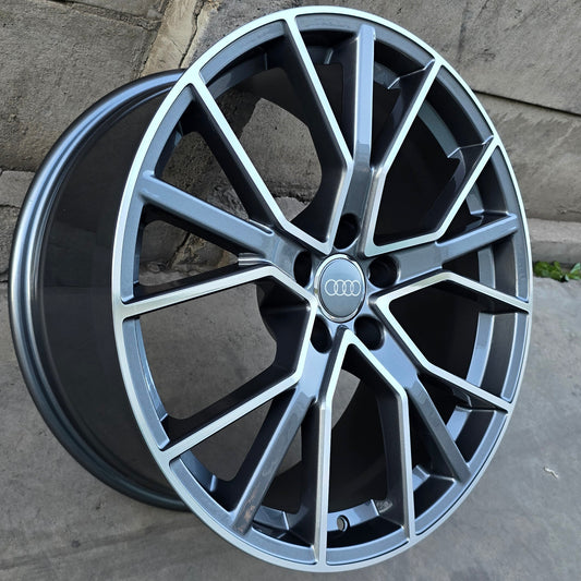 SET DE 4 LLANTAS AUDI. Aro 19 - 5x112. Color Cromado Fondo Grafito. (AUDI5046)