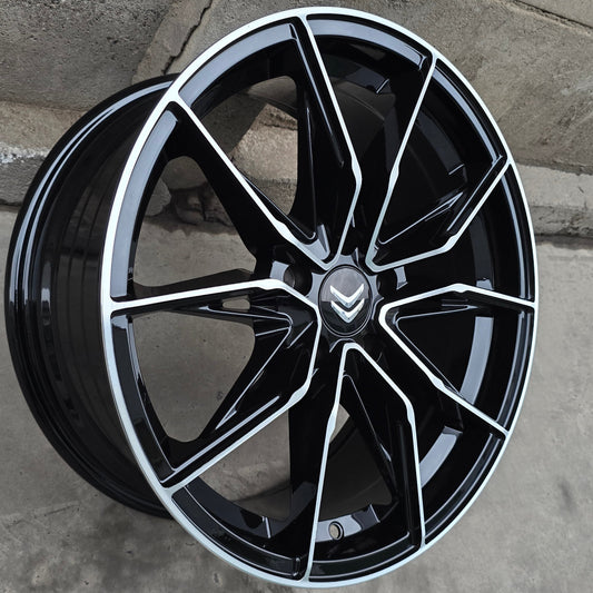 SET DE 4 LLANTAS CITROEN *. Aro 17 - 5x108. Color Cromado Fondo Negro. (KF18)
