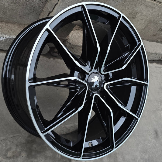 SET DE 4 LLANTAS PEUGEOT *. Aro 17 - 5x108. Color Cromado Fondo Negro. (KF18)