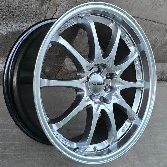 SET DE 4 LLANTAS VOLK CE28. Aro 17 - 4x100, 4x114. Doble Apernadura. Color Grafito Metalizado. (TY28)