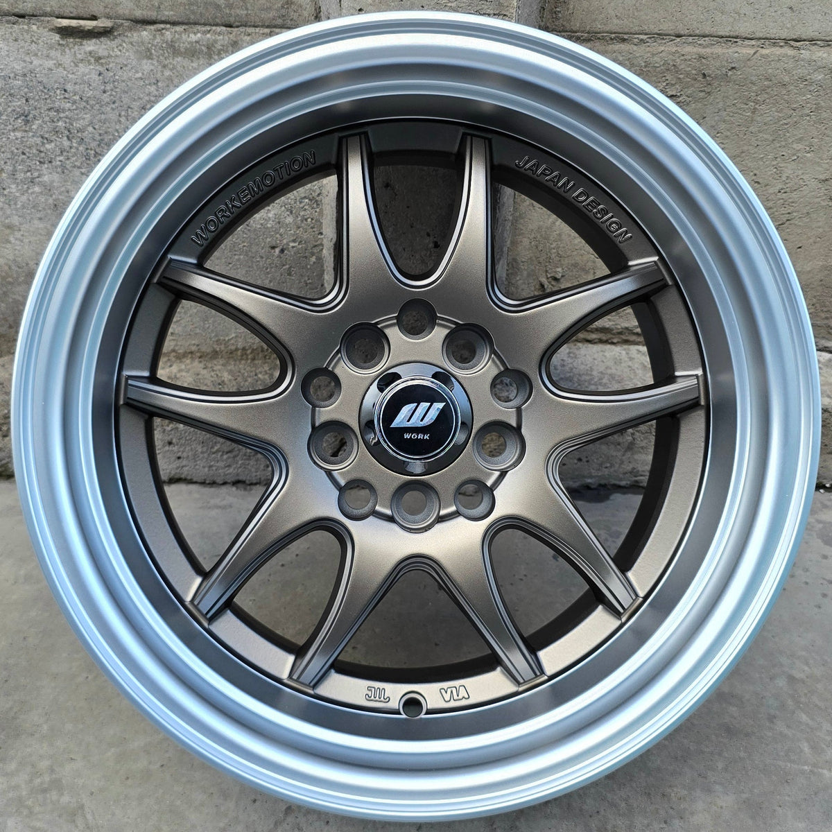 SET DE 4 LLANTAS WORK EMOTION. Aro 15 - 5x100, 5x114. Doble Apernadura. Color Bronce Aro Cromado. (NS-031)