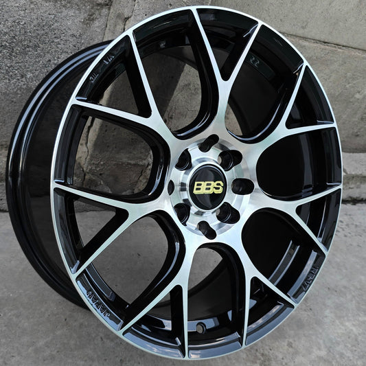 SET DE 4 LLANTAS BBS REV7. Aro 16 - 5x100, 5x114. Doble apernadura. Color Cromado Fondo Negro (RGW7105).